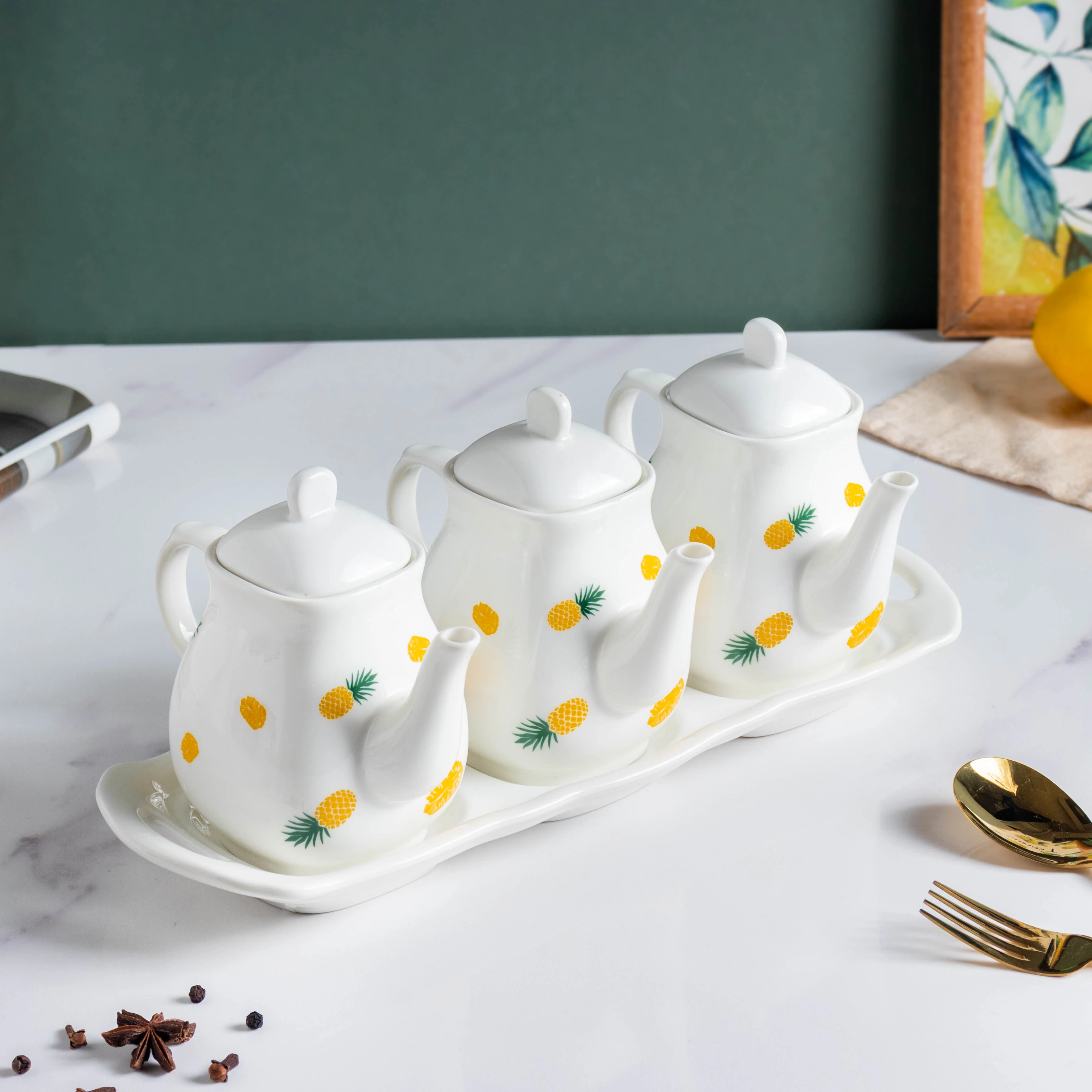 Pineapple Condiment Kettle Set Of 3 - Image 2