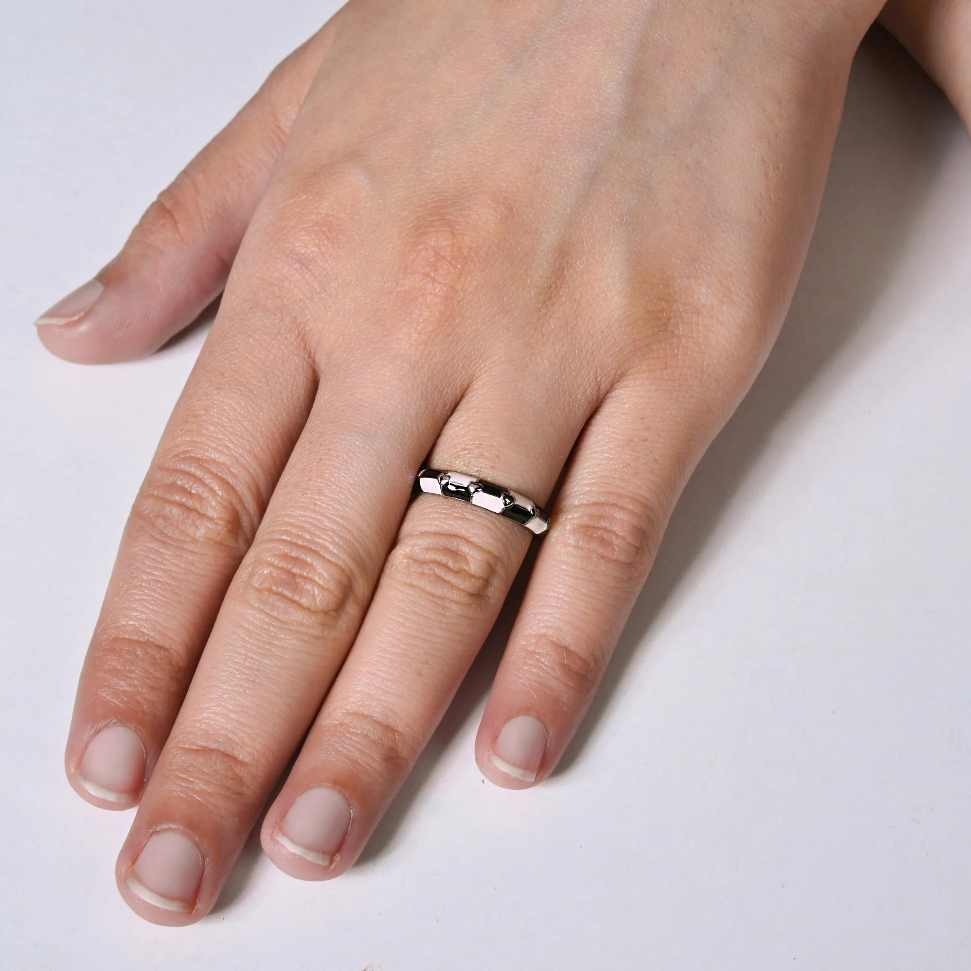 Pink And Black Checkered Statement Ring - Image 2