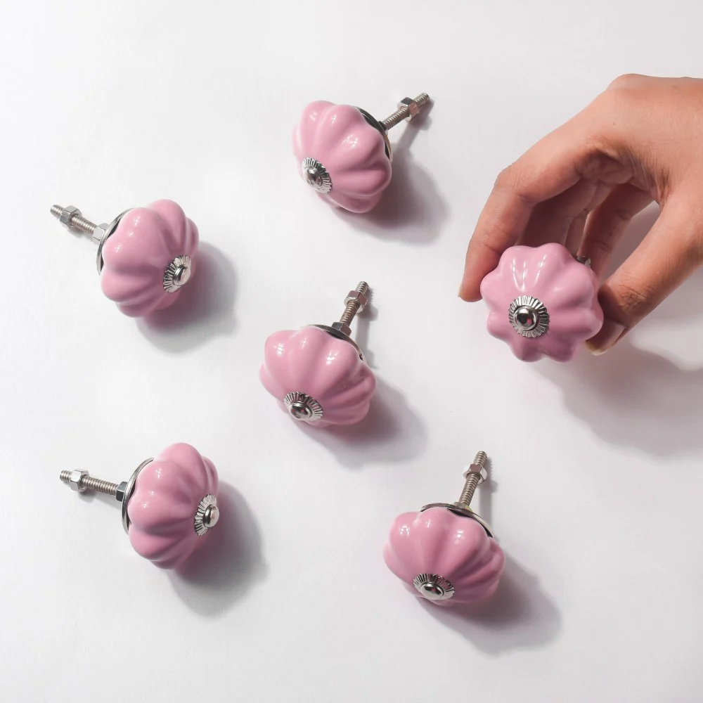 Pink Ceramic Door Knob Pink Set Of 6 - Image 4