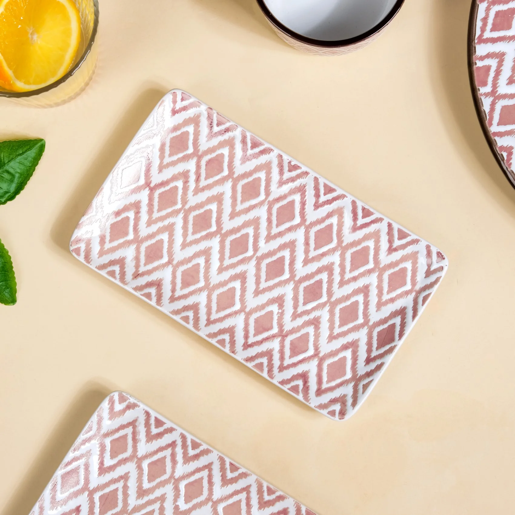 Pink Ceramic Kaleido Serving Platter Set Of 4 7 Inch - Image 6