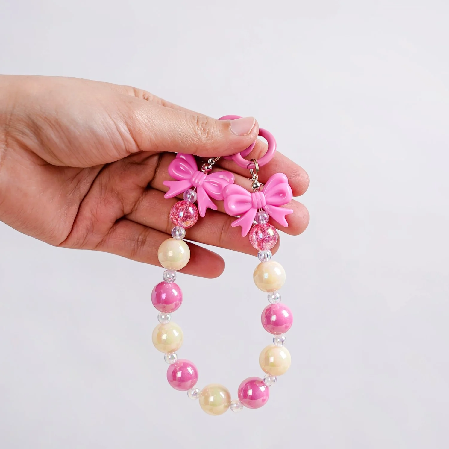 Blush Pink Bow Keychain - Image 2
