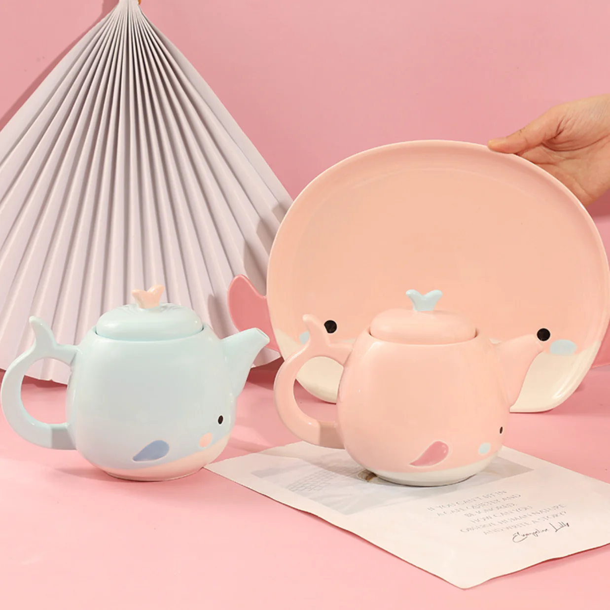 Pink Cute Whale Tea Set - Image 6