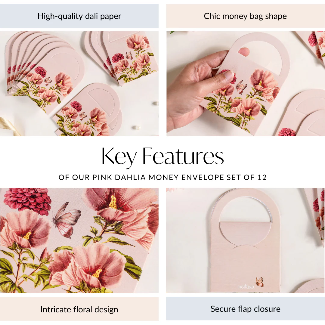 Pink Dahlia Money Gifting Envelope Set Of 12 - Image 5