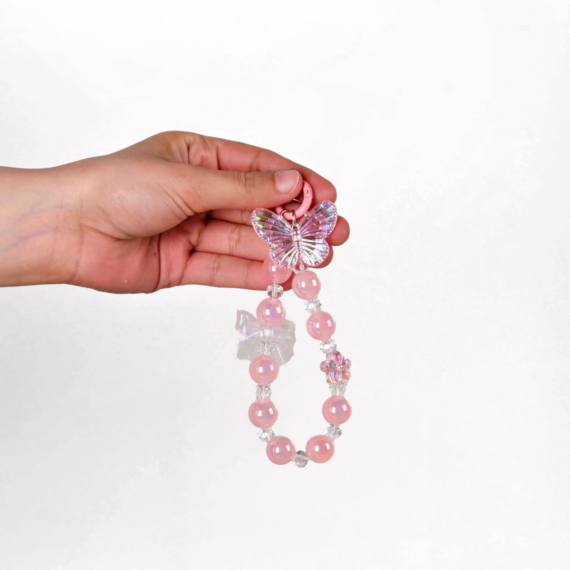 Pink Garden Charm Keyring With Beads - Image 2