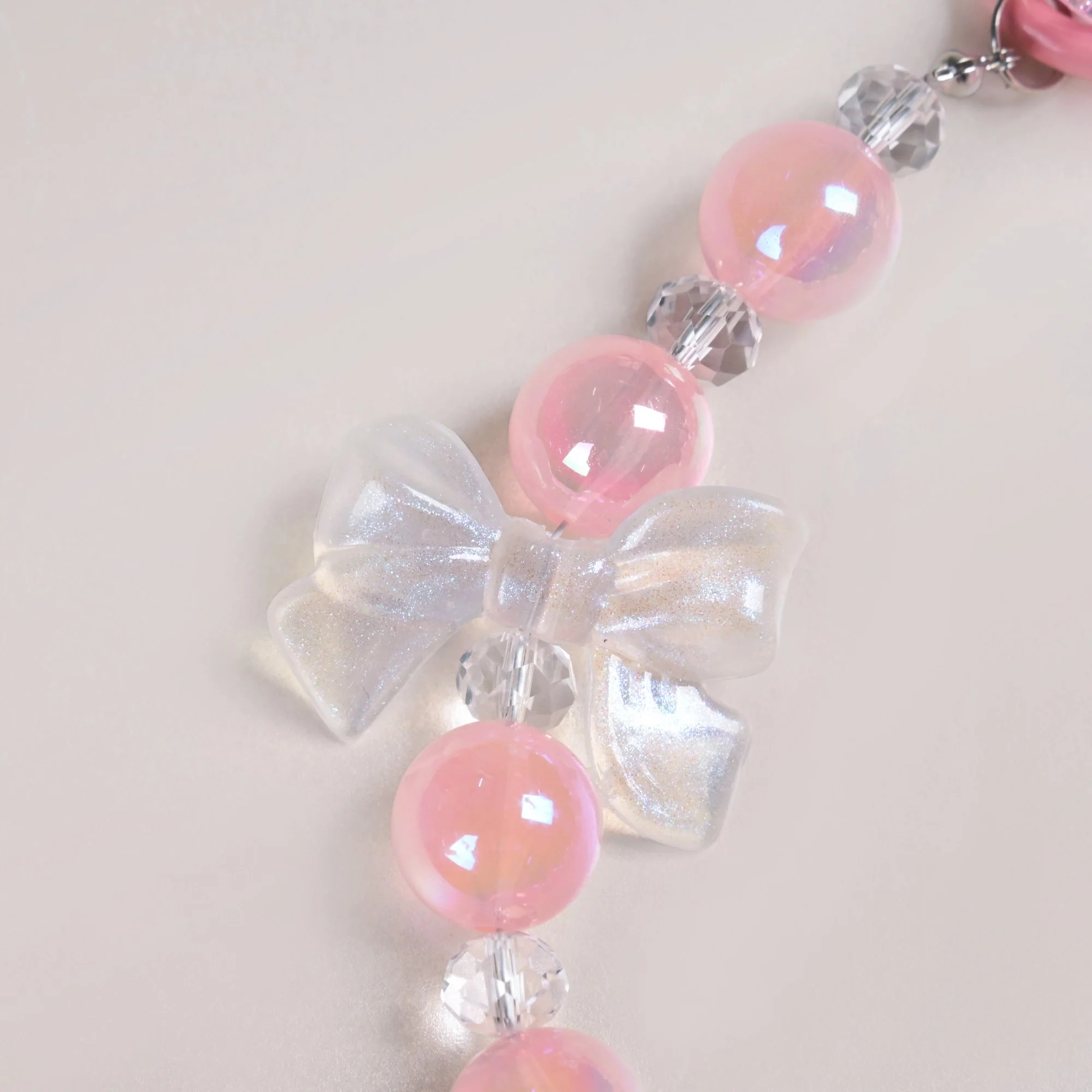 Pink Garden Charm Keyring With Beads - Image 7
