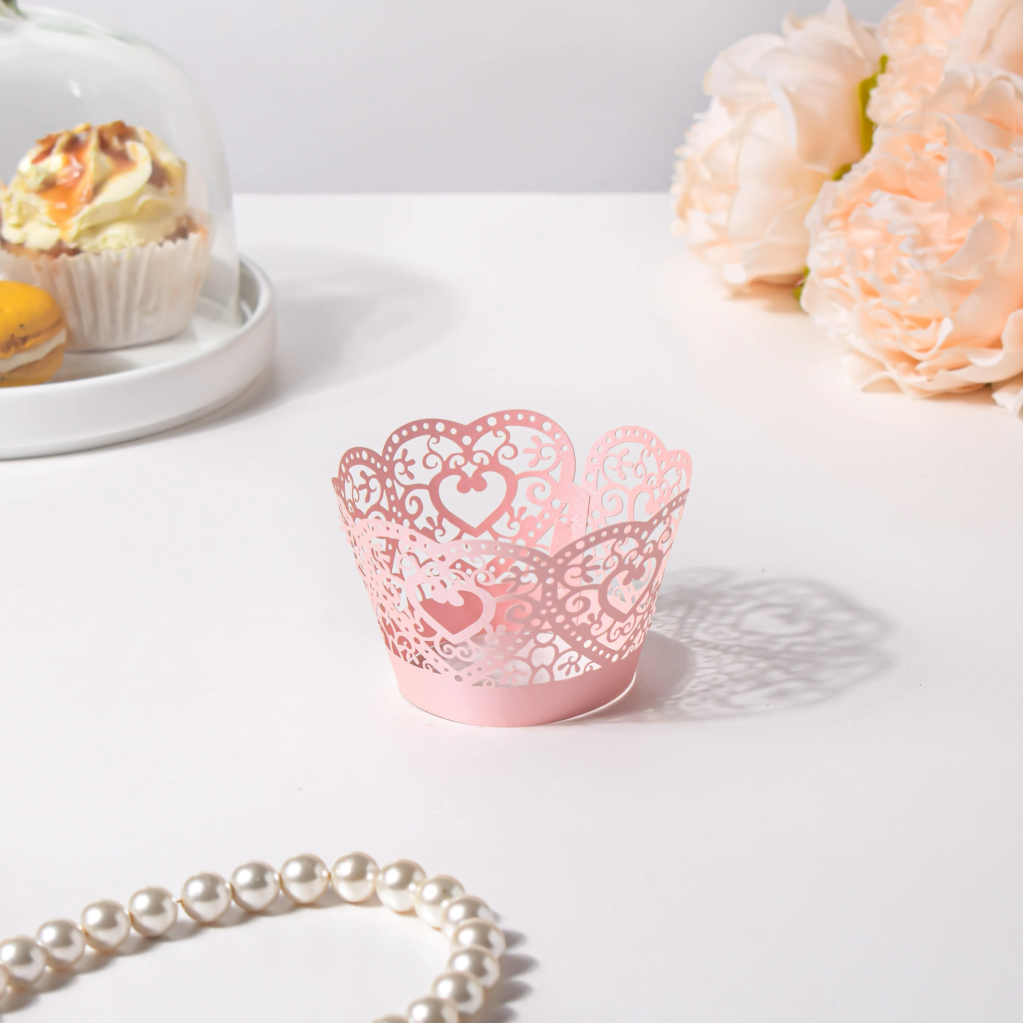 Pink Heart Lace Cupcake Wrapper Set Of 20 - Image 4