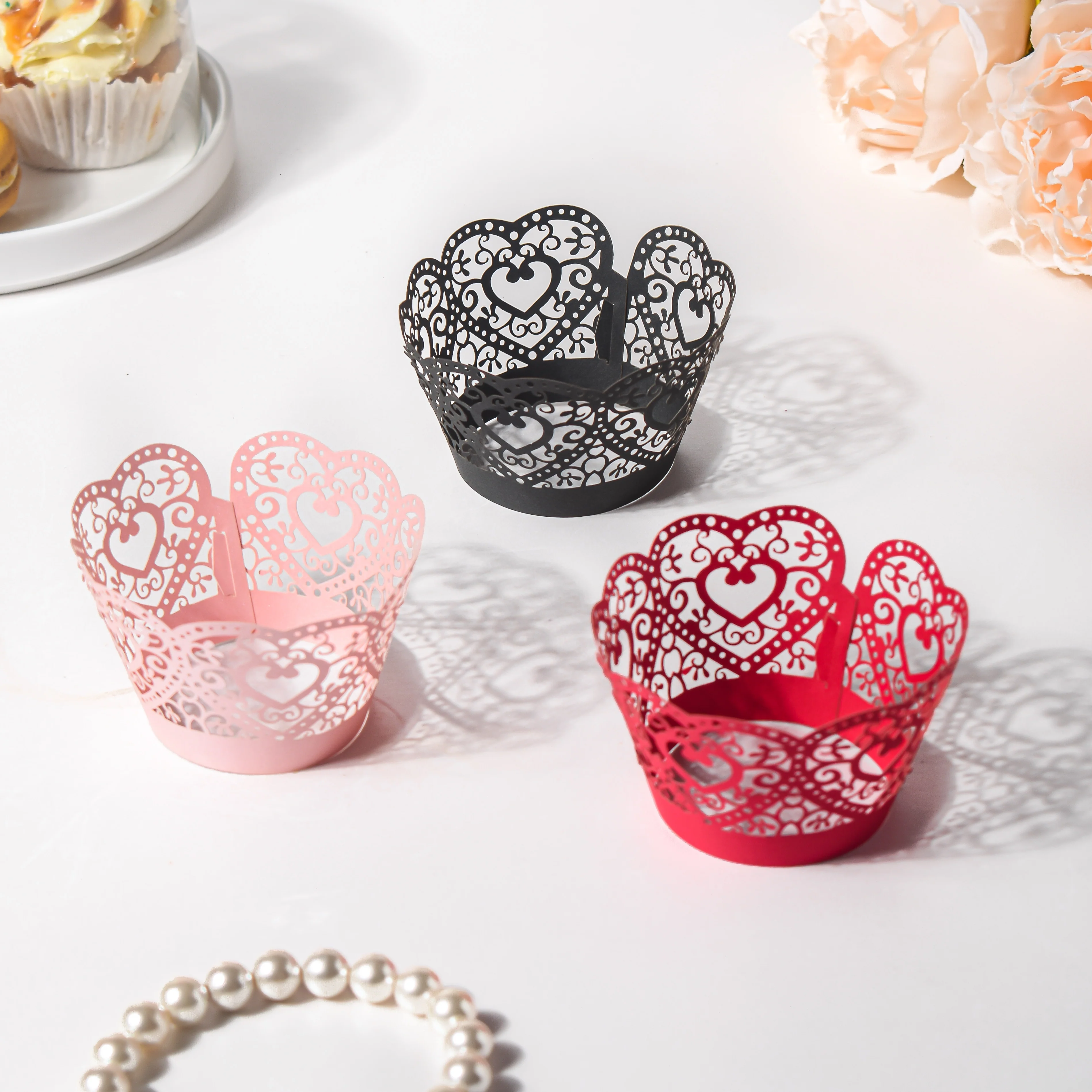 Pink Heart Lace Cupcake Wrapper Set Of 20 - Image 6