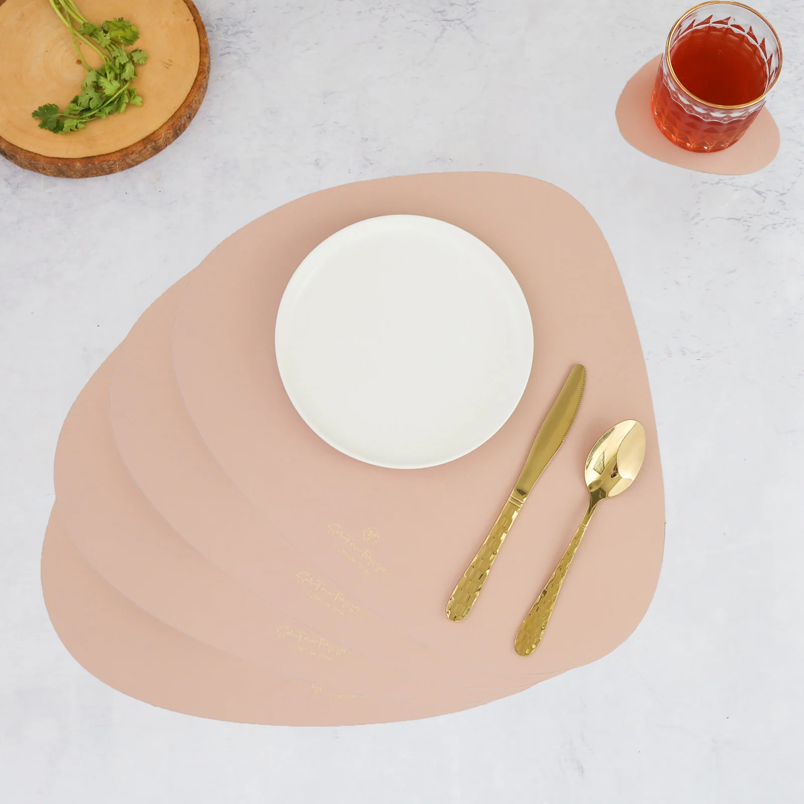 Pink Leather Dinner Mat Set of 4 - Image 2