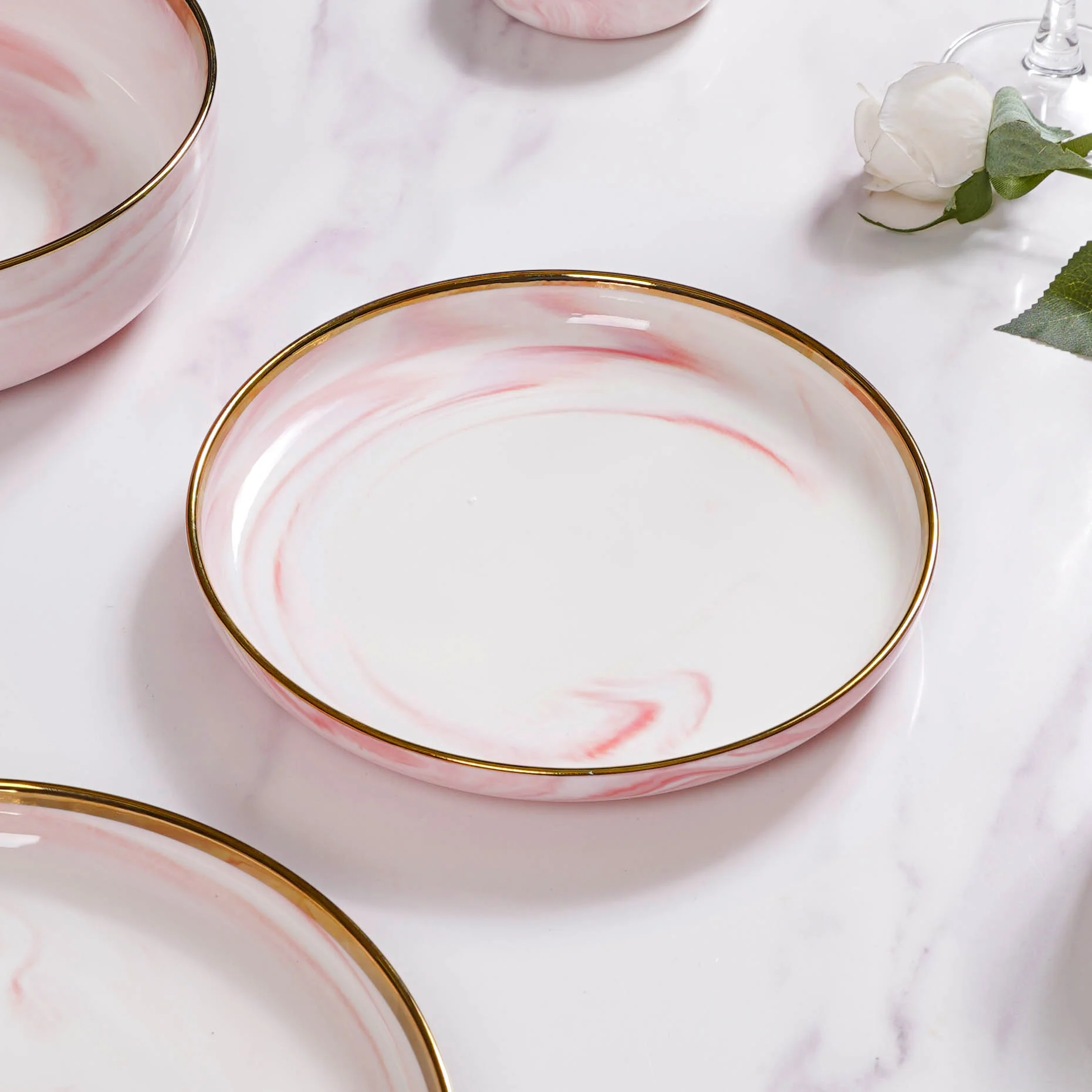 Pink Marble 26 Piece Dinnerware For 6 - Image 13