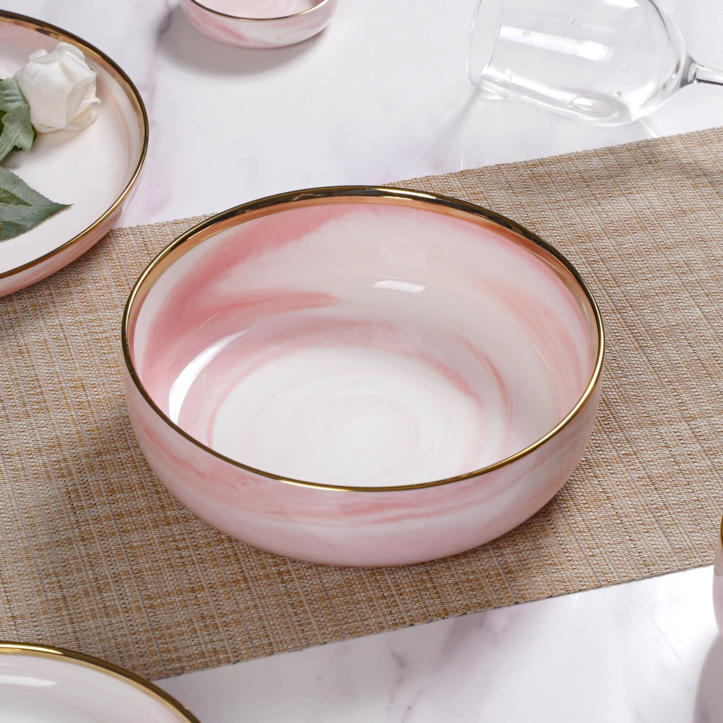 Pink Marble 26 Piece Dinnerware For 6 - Image 5