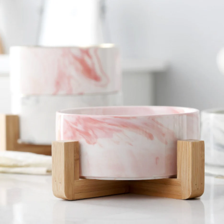 Pink Marble Bowl with Stand - Image 2