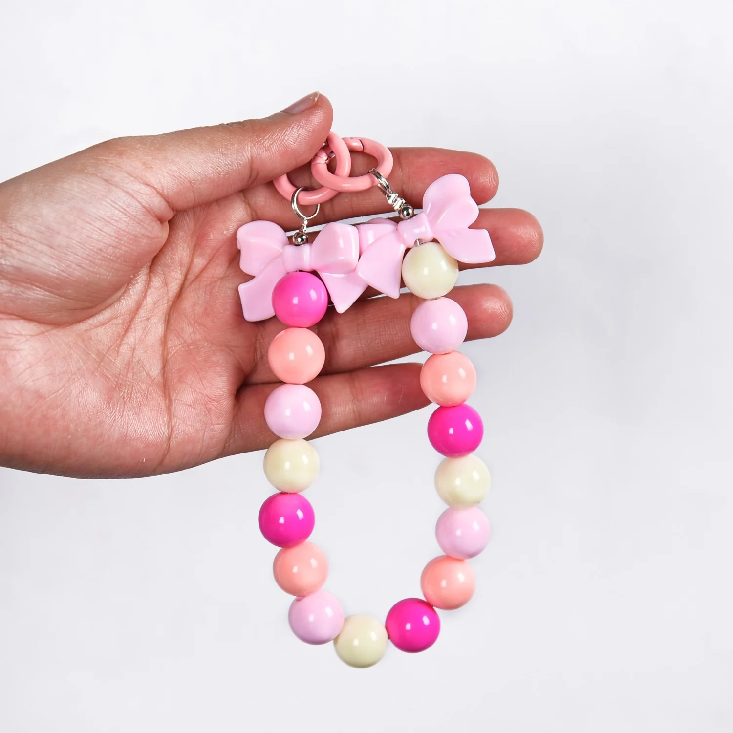 Pink Paradise Beaded Keychain - Image 2