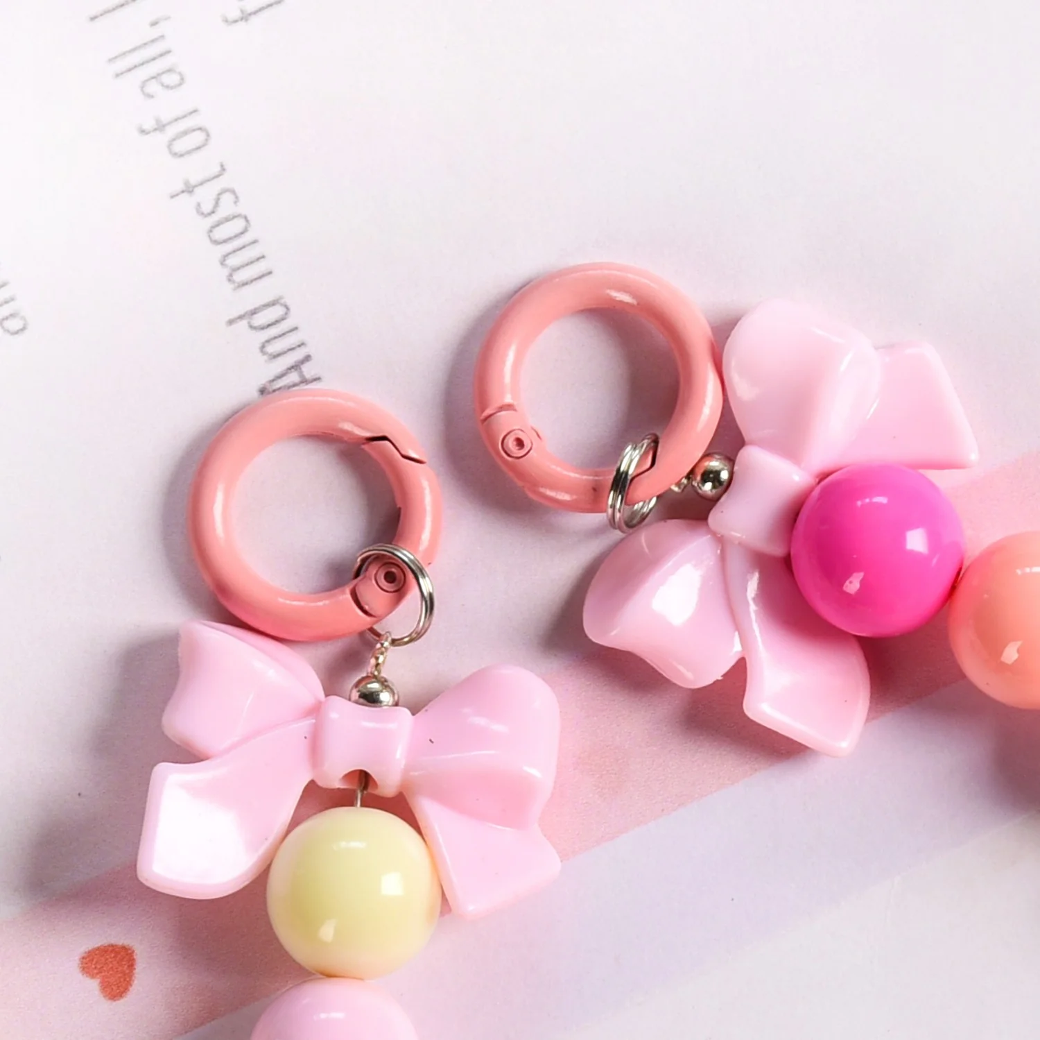 Pink Paradise Beaded Keychain - Image 5