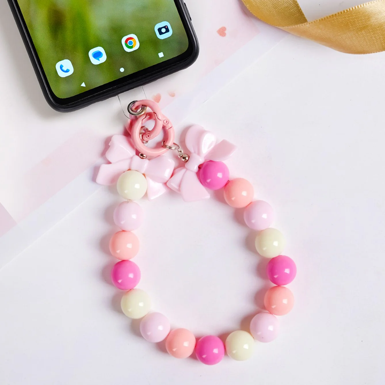 Pink Paradise Beaded Keychain - Image 8