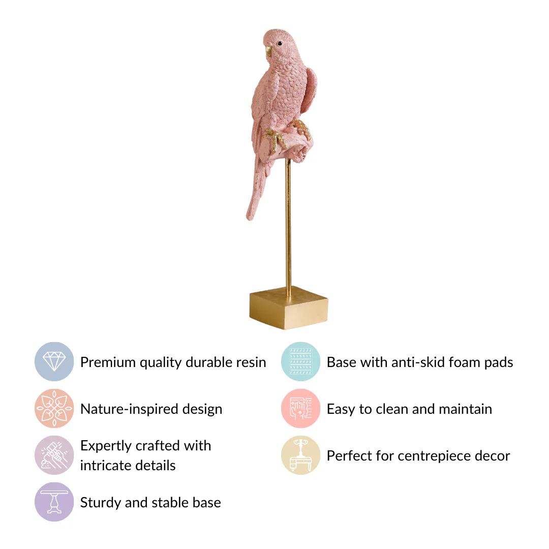 Pink Parakeet Showpiece With Stand - Image 5