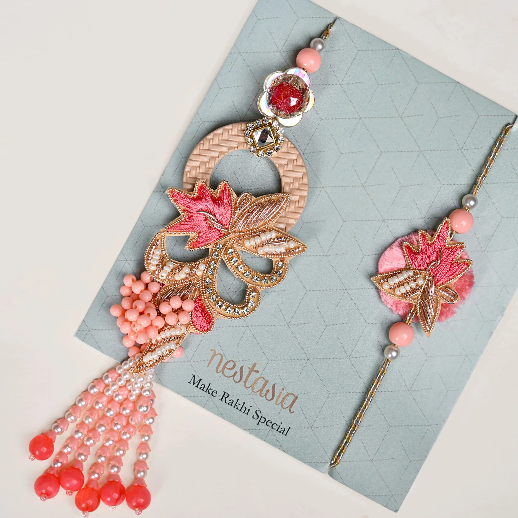 Pink Petal Rakhi Lumba Gift Set - Image 6