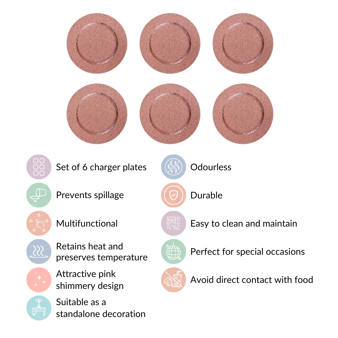 Pink Shimmer Charger Plate Set Of 6 13 Inch - Image 6