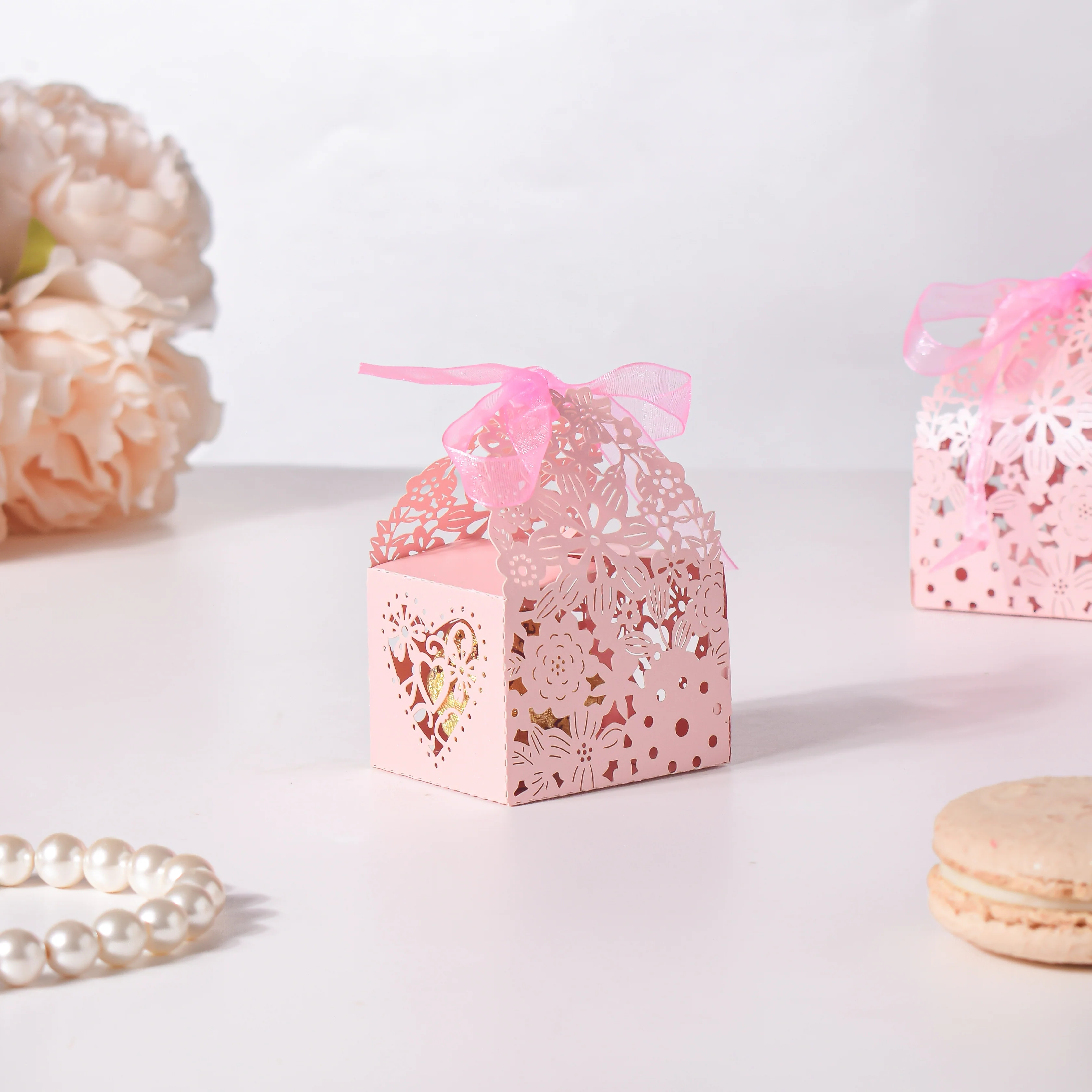 Pink Square Paper Gift Box Set of 20