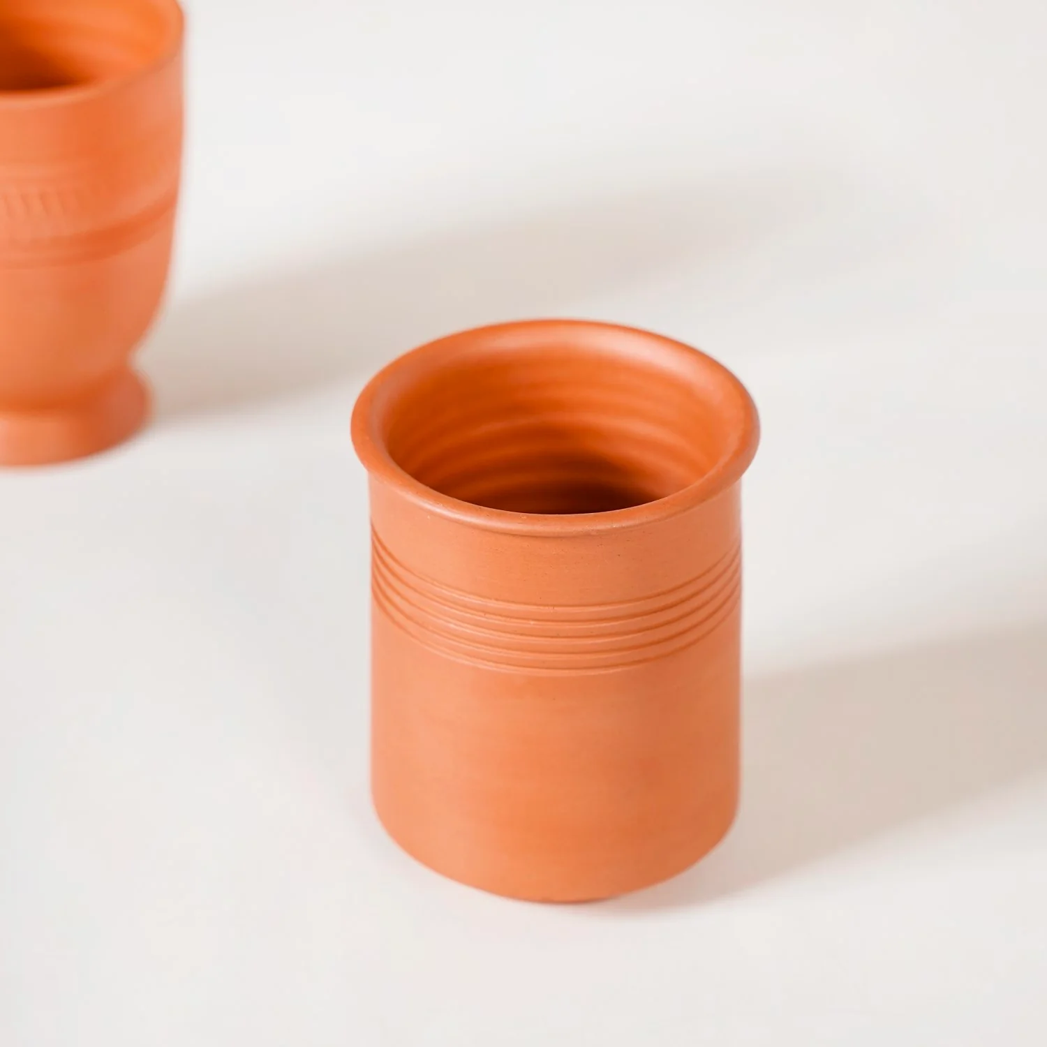 Pinstripe Textured Terracotta Glasses Set Of 4 200ml - Image 7