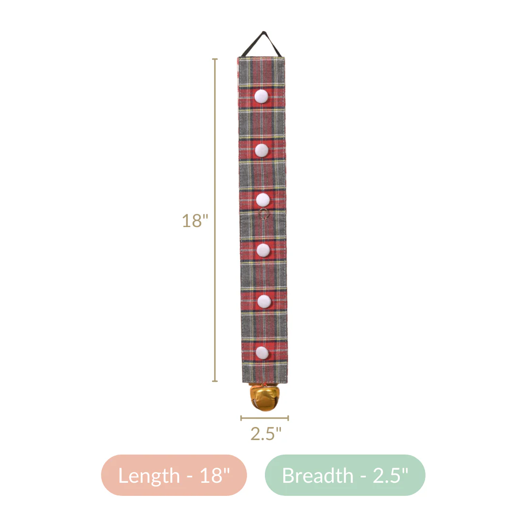Plaid Christmas Bell Hanging Decor Double Sided Red - Image 9