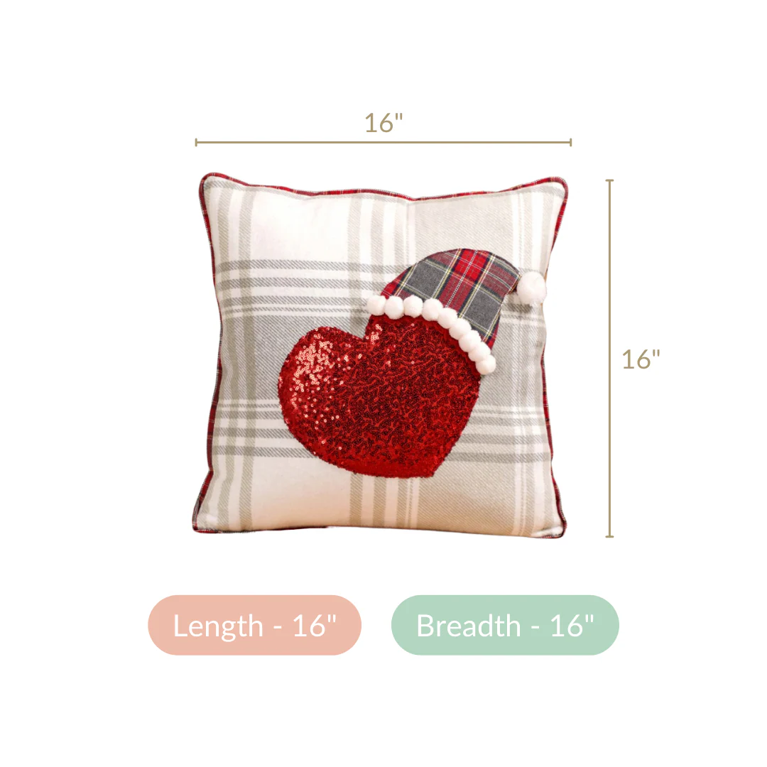 Christmas Heart Plaid Cushion Cover 16x16 Inch - Image 5