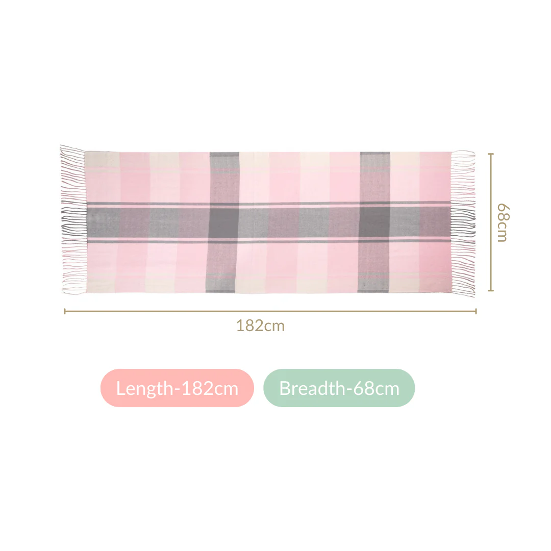 Plaid Pink And Grey Blanket Scarf - Image 4