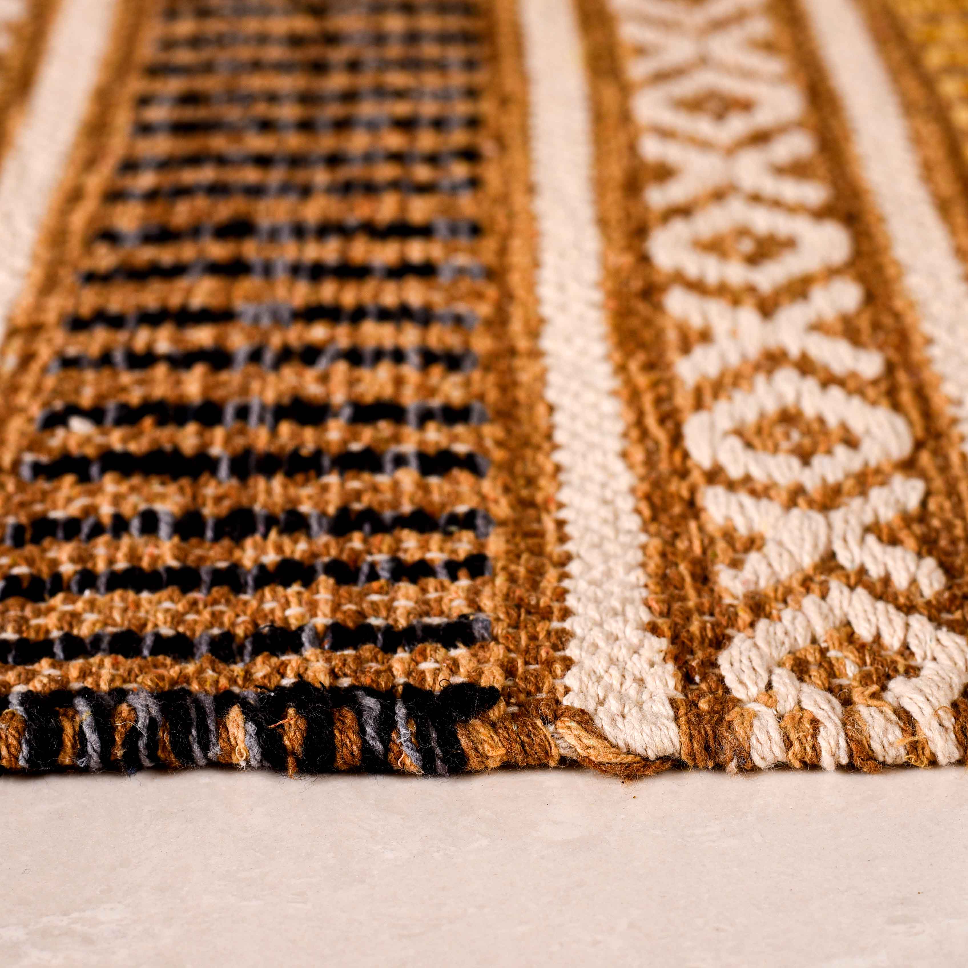 Plain Weave Kilim Design Handcrafted Cotton Mat 38x20 Inch - Image 7