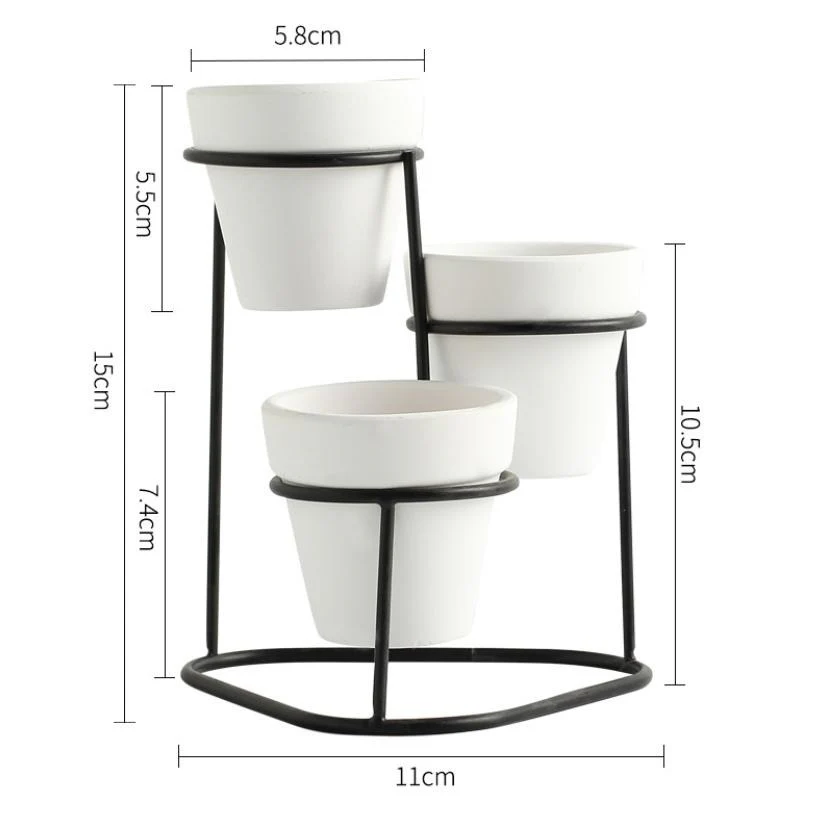 Planter Stand of 3 White Black - Image 2