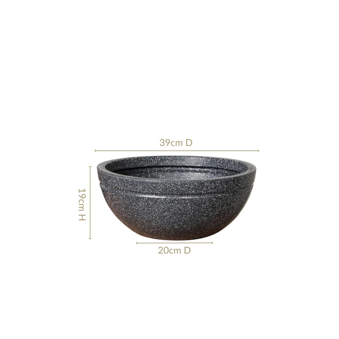 Planterra Granite Black Round Lotus Planter 15x7 Inch - Image 4