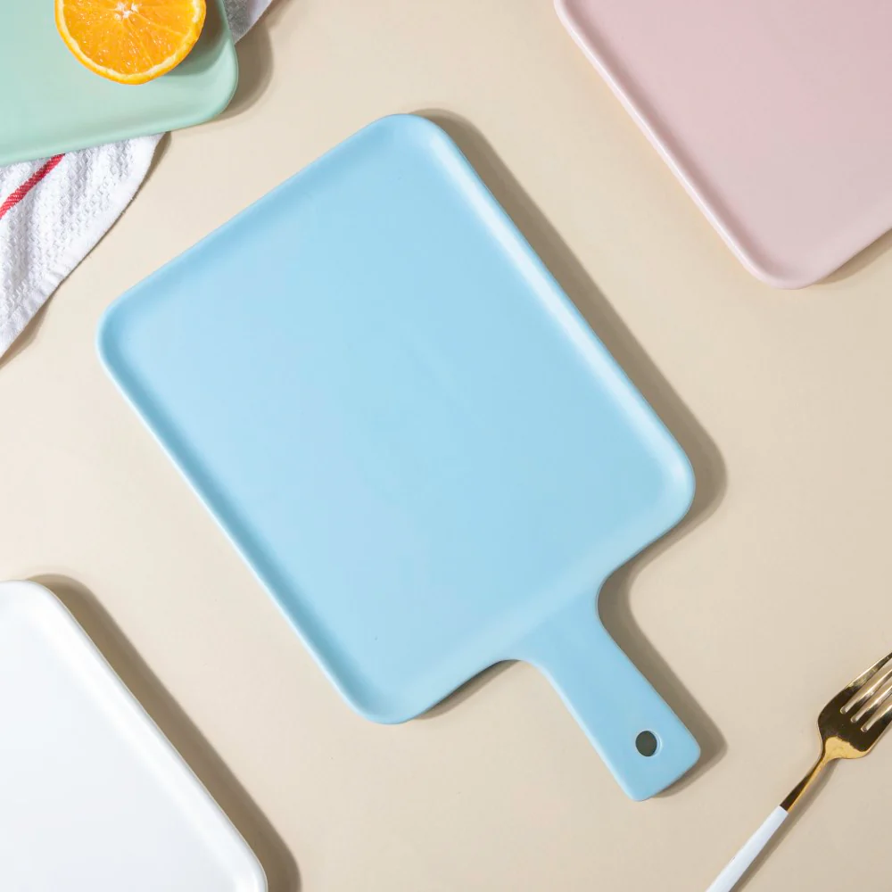Sleek Serving Platter With Handle Blue Large 13 Inch - Image 4