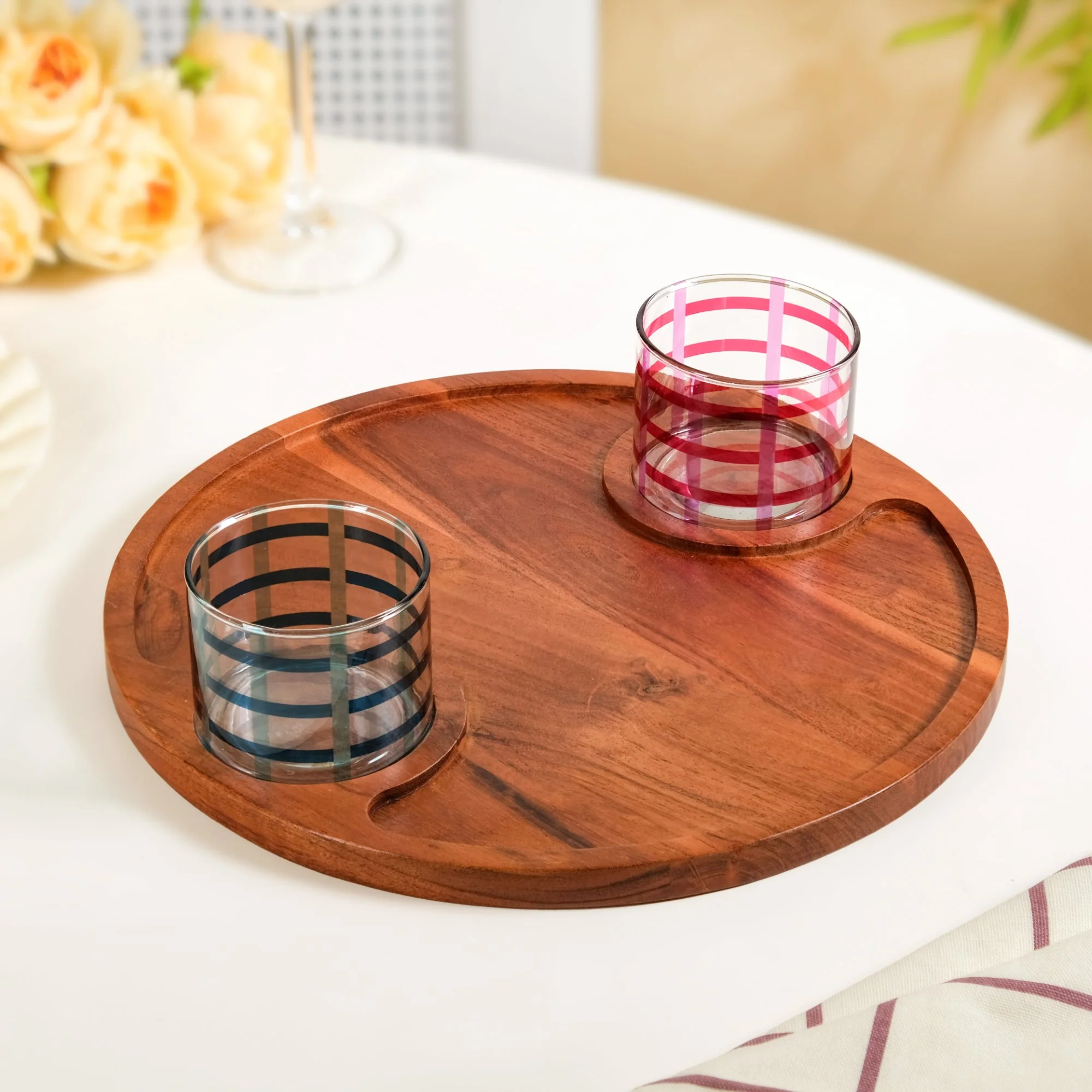 Platterazzi Round Serving Platter With Checkered Bowls Set Of 3 - Image 5