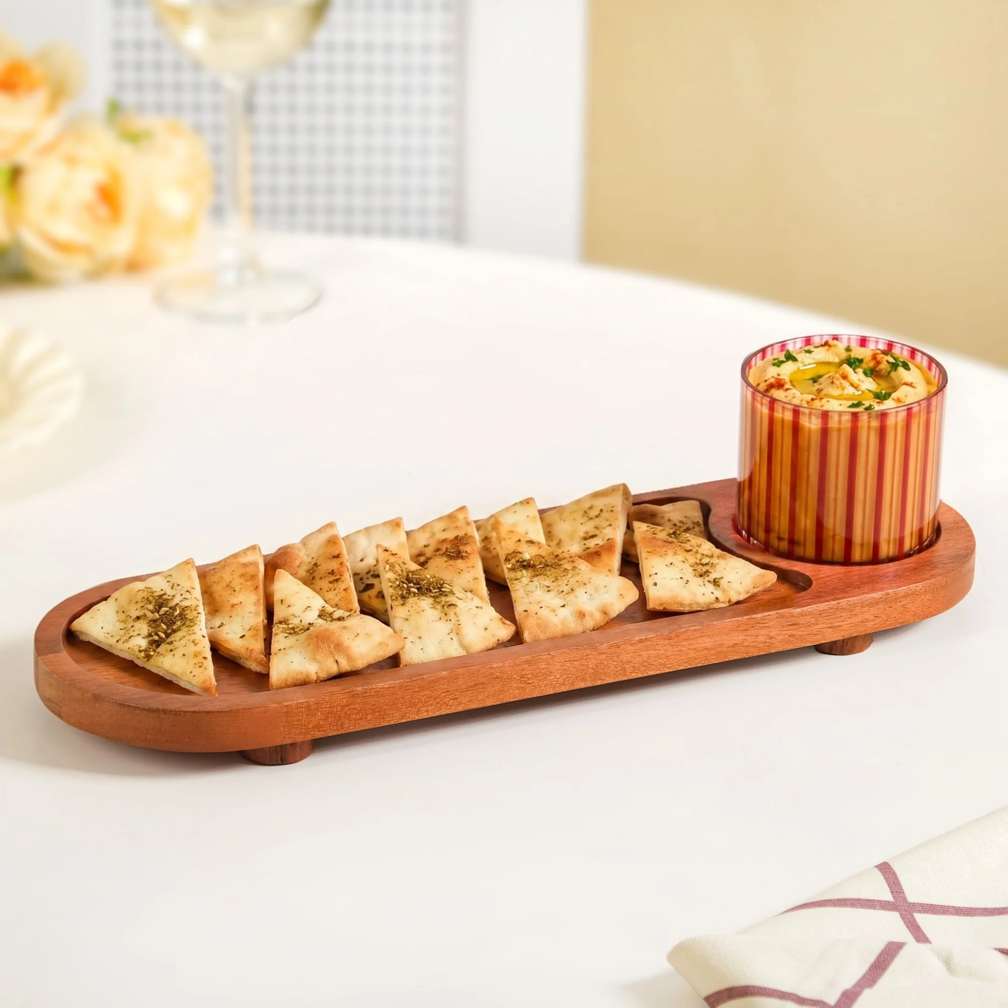 Platterazzi Serving Platter With Striped Bowl Set Of 2