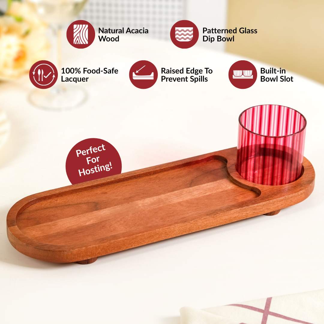 Platterazzi Serving Platter With Striped Bowl Set Of 2 - Image 2