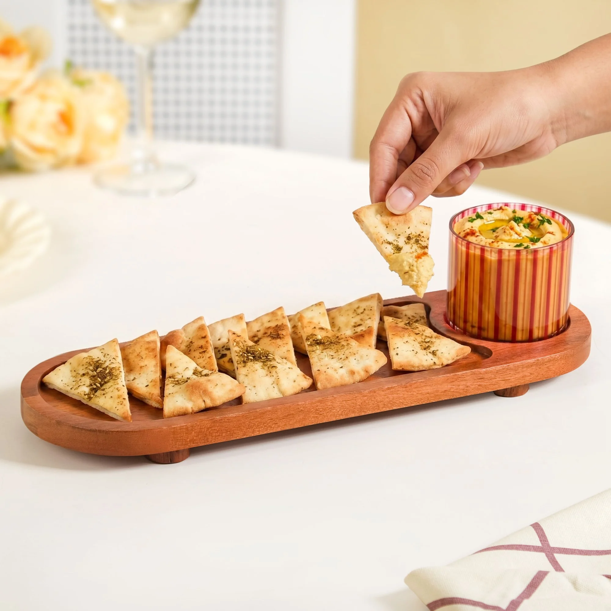 Platterazzi Serving Platter With Striped Bowl Set Of 2 - Image 3