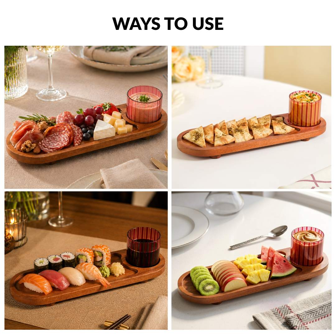 Platterazzi Serving Platter With Striped Bowl Set Of 2 - Image 6