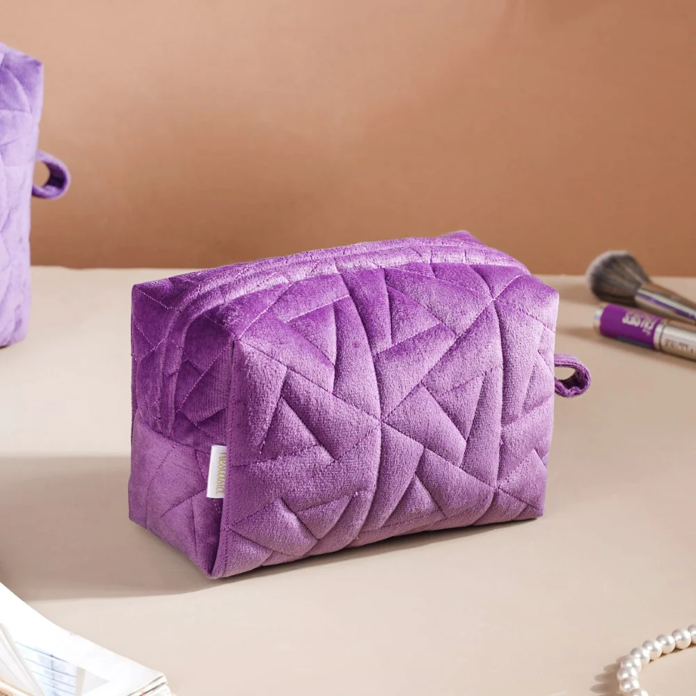 Plum Purple Cosmetic Bag Set Of 3 - Image 3