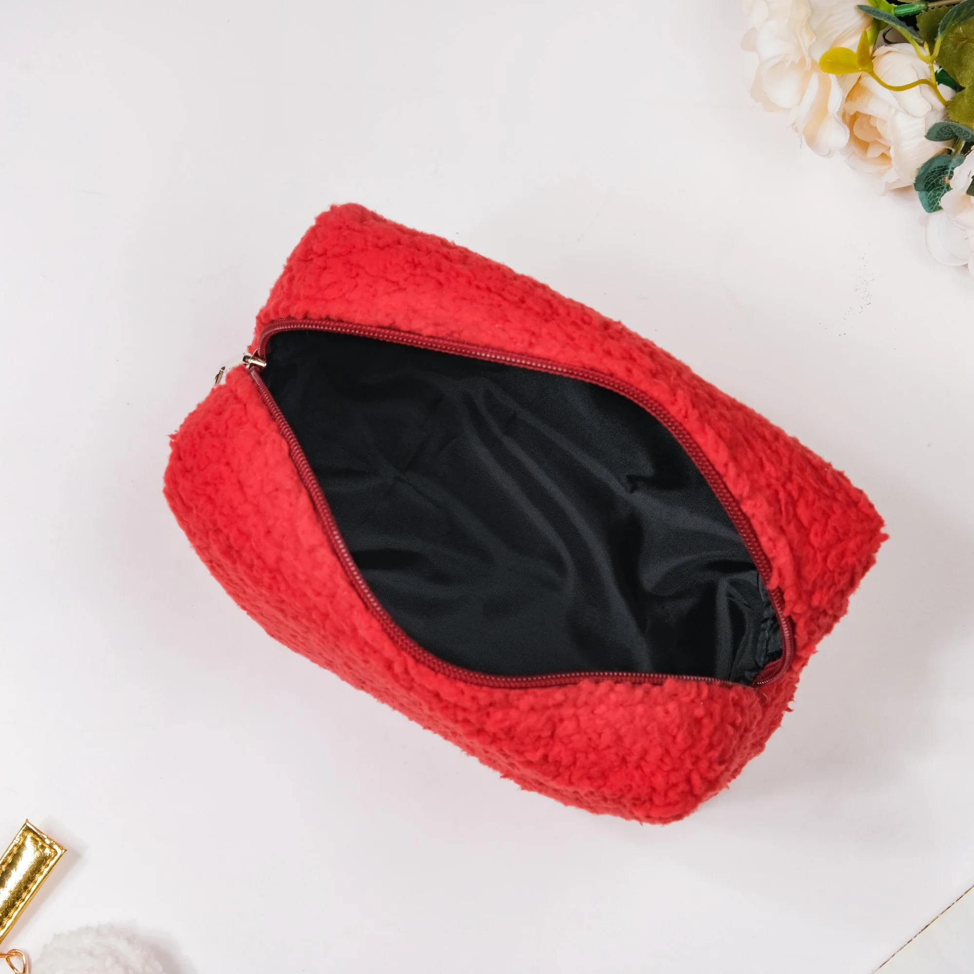 Plushy Makeup Bag Set Of 2 Red - Image 11