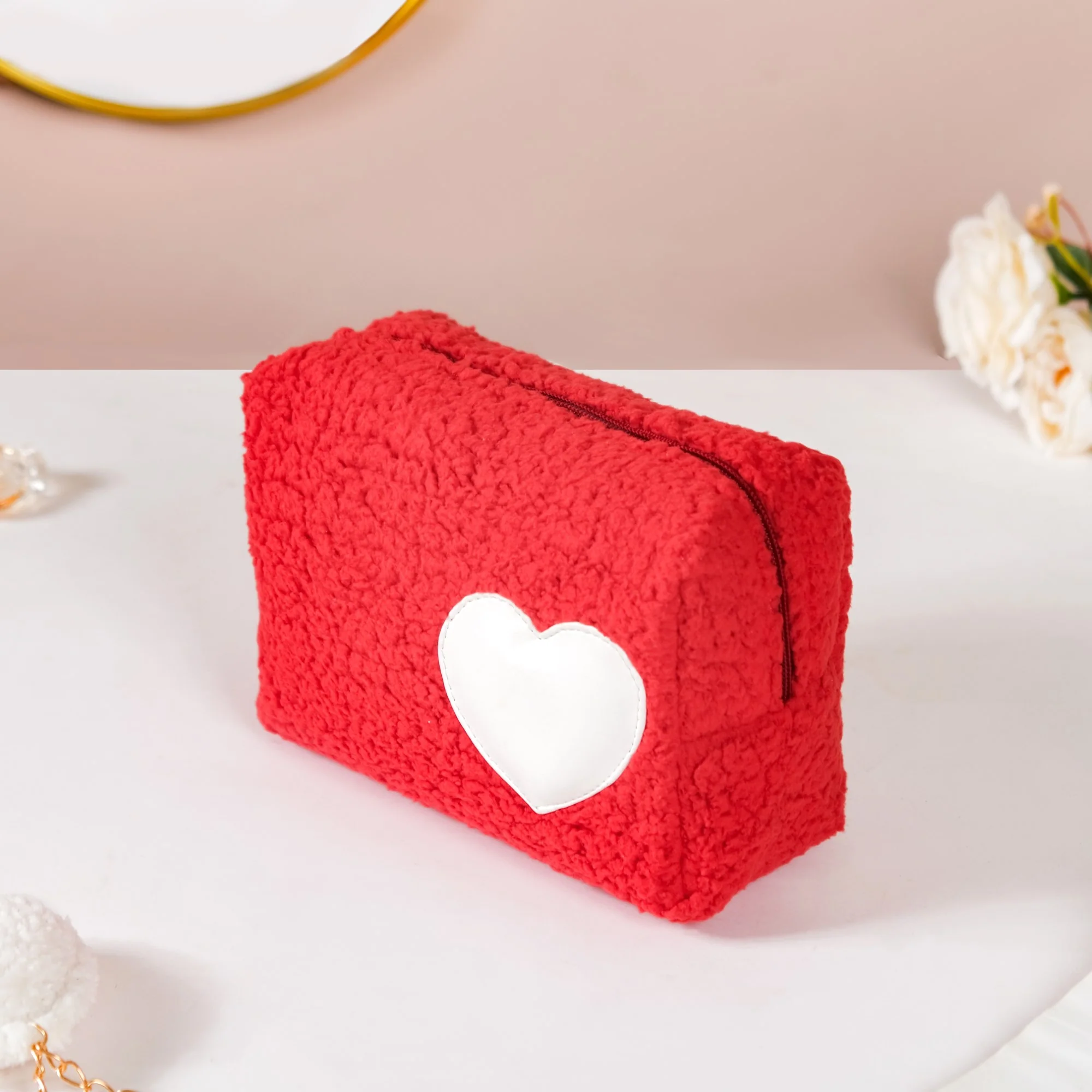 Plushy Makeup Bag Set Of 2 Red - Image 6