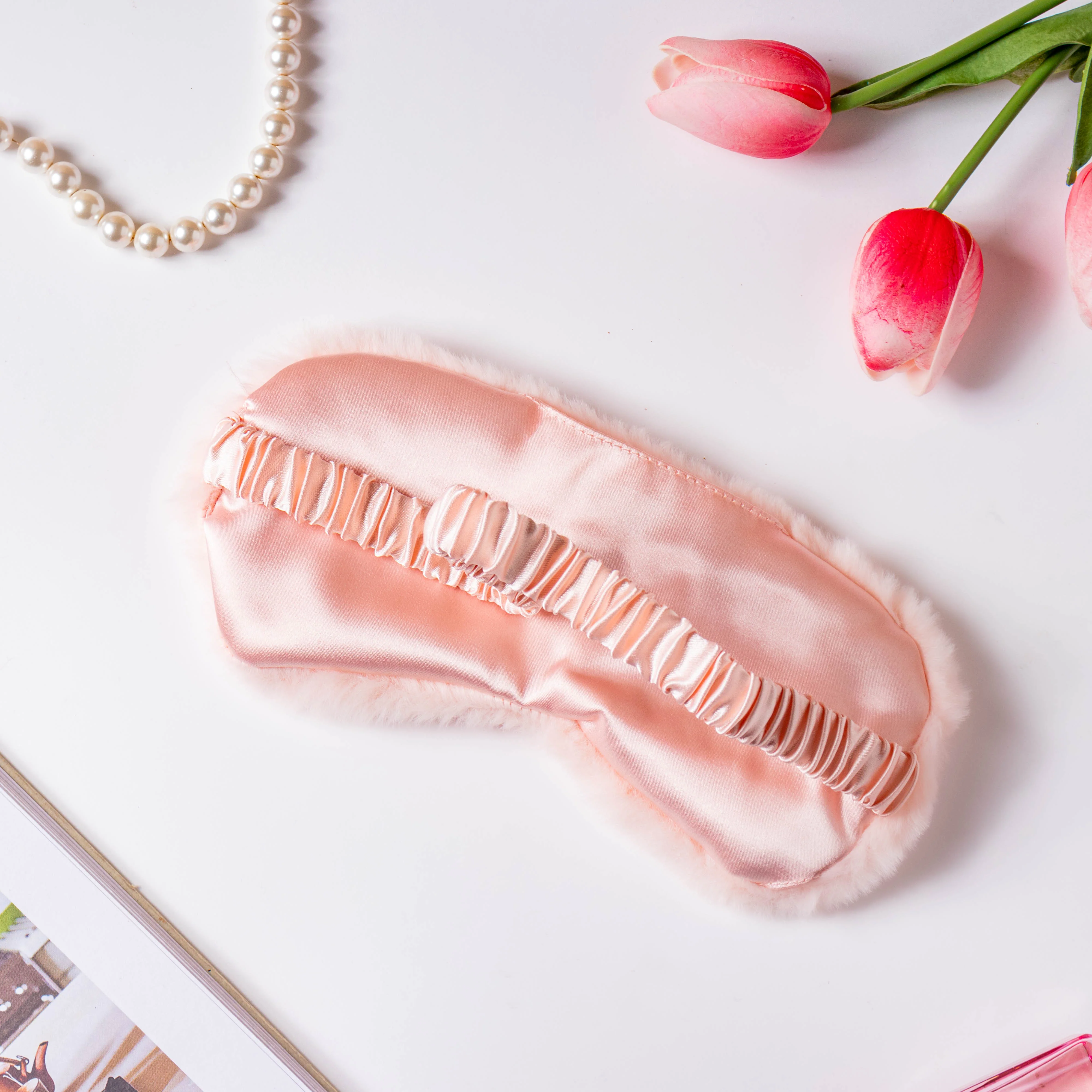 Plushy Peach Sleep Mask With Coolant Gel - Image 6