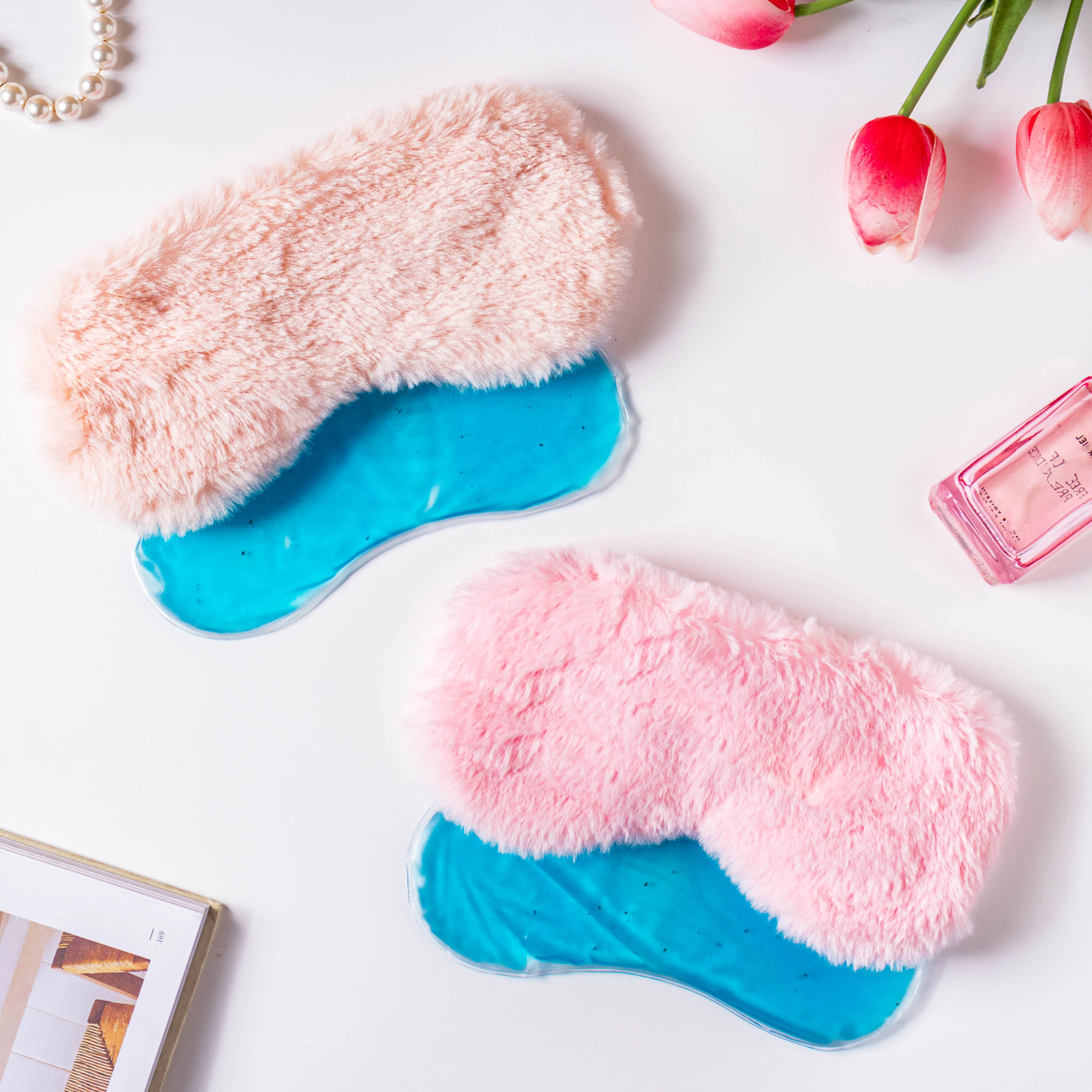 Plushy Pink Sleep Mask With Coolant Gel - Image 9