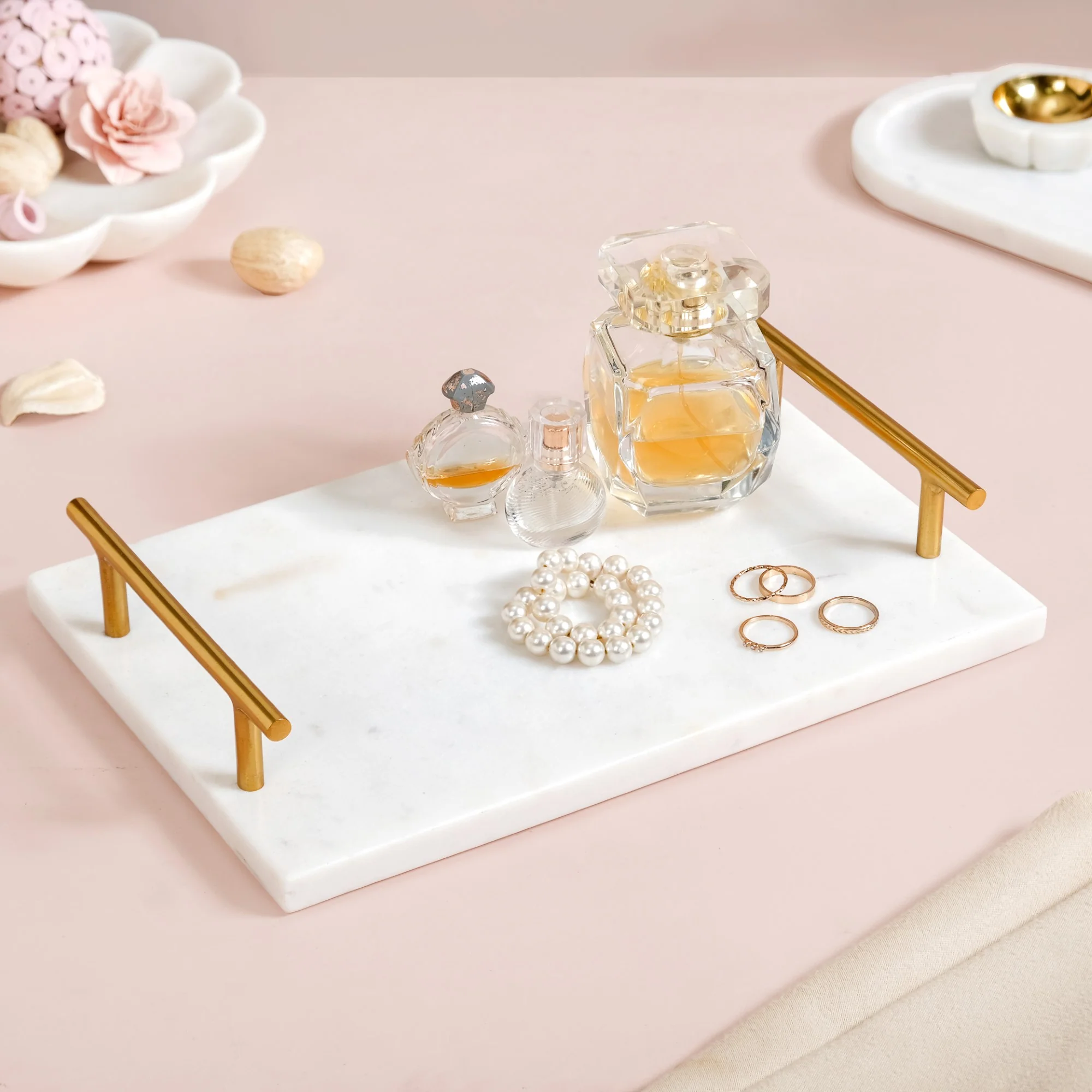 Polished White Marble Decorative Tray 12 Inch - Image 2