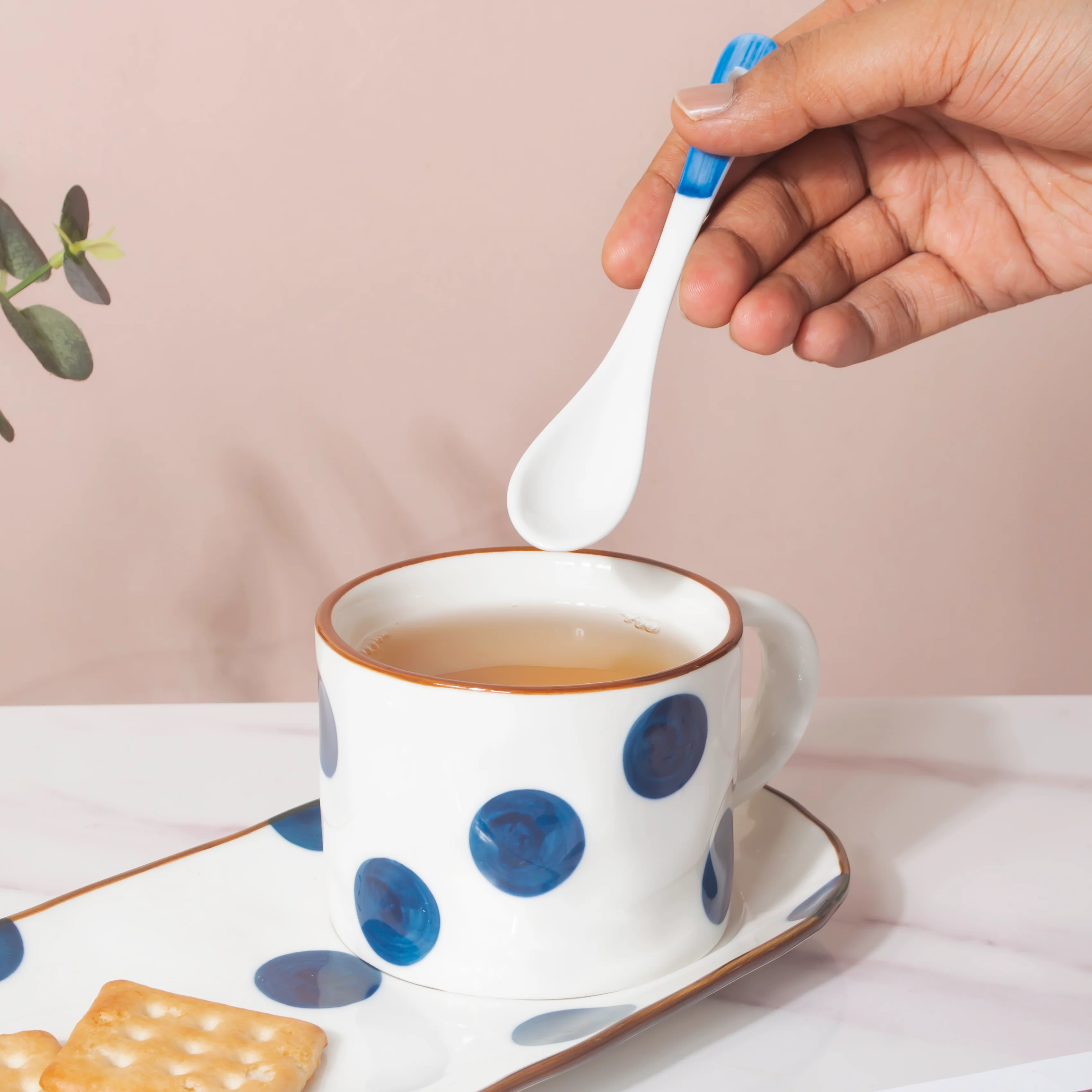 Polka Dot Cup And Tray Set With Spoon - Image 3