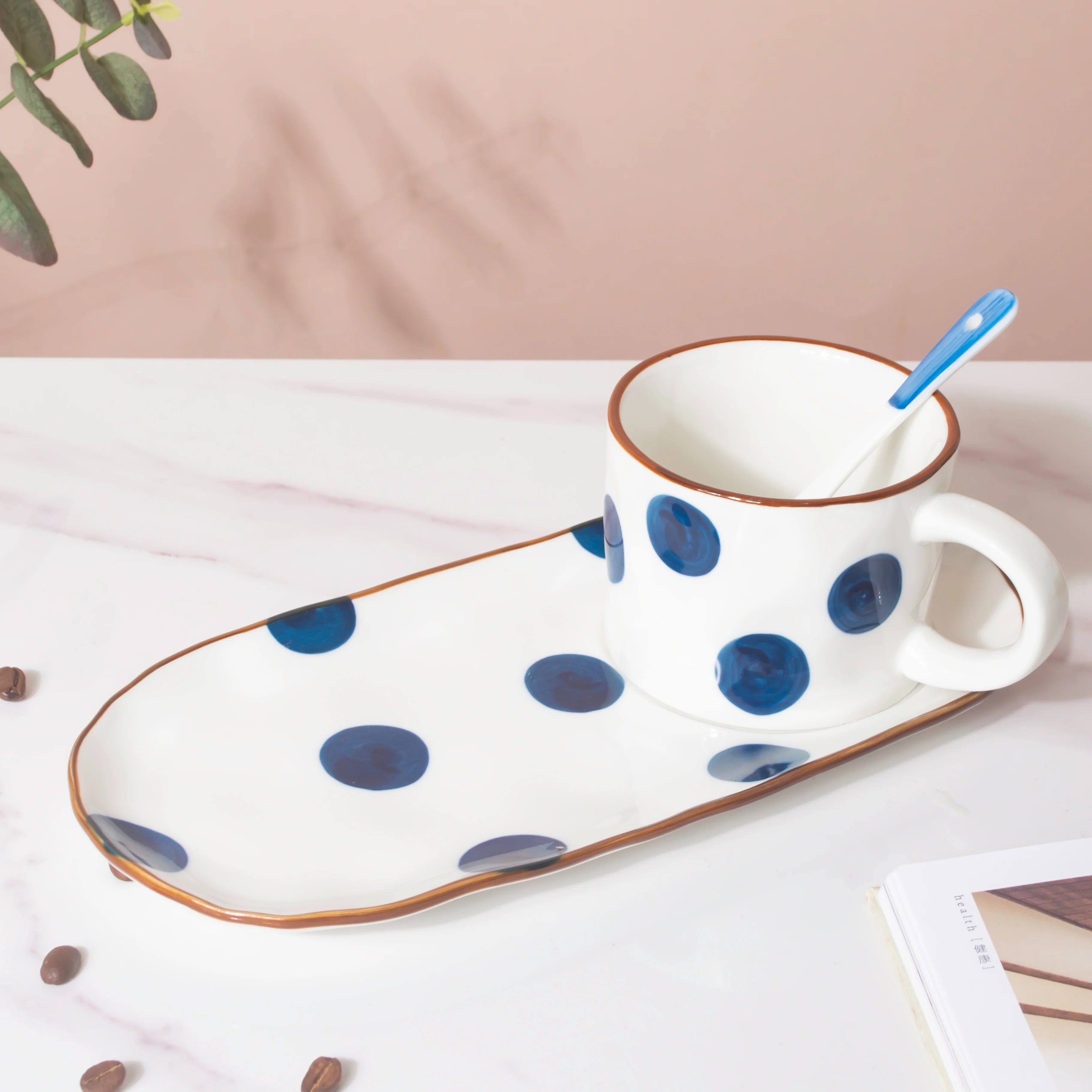 Polka Dot Cup And Tray Set With Spoon - Image 4
