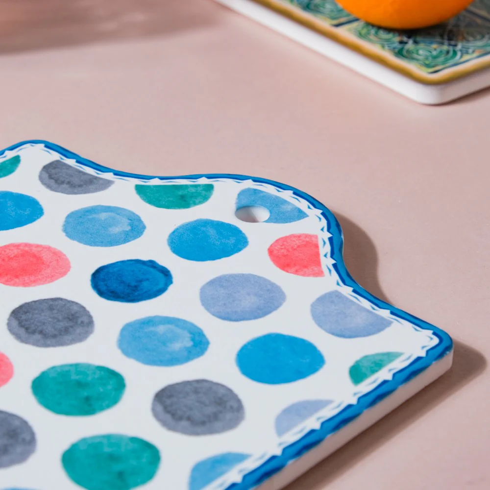 Polka Dot Patterned Ceramic Platter 7 Inch - Image 5
