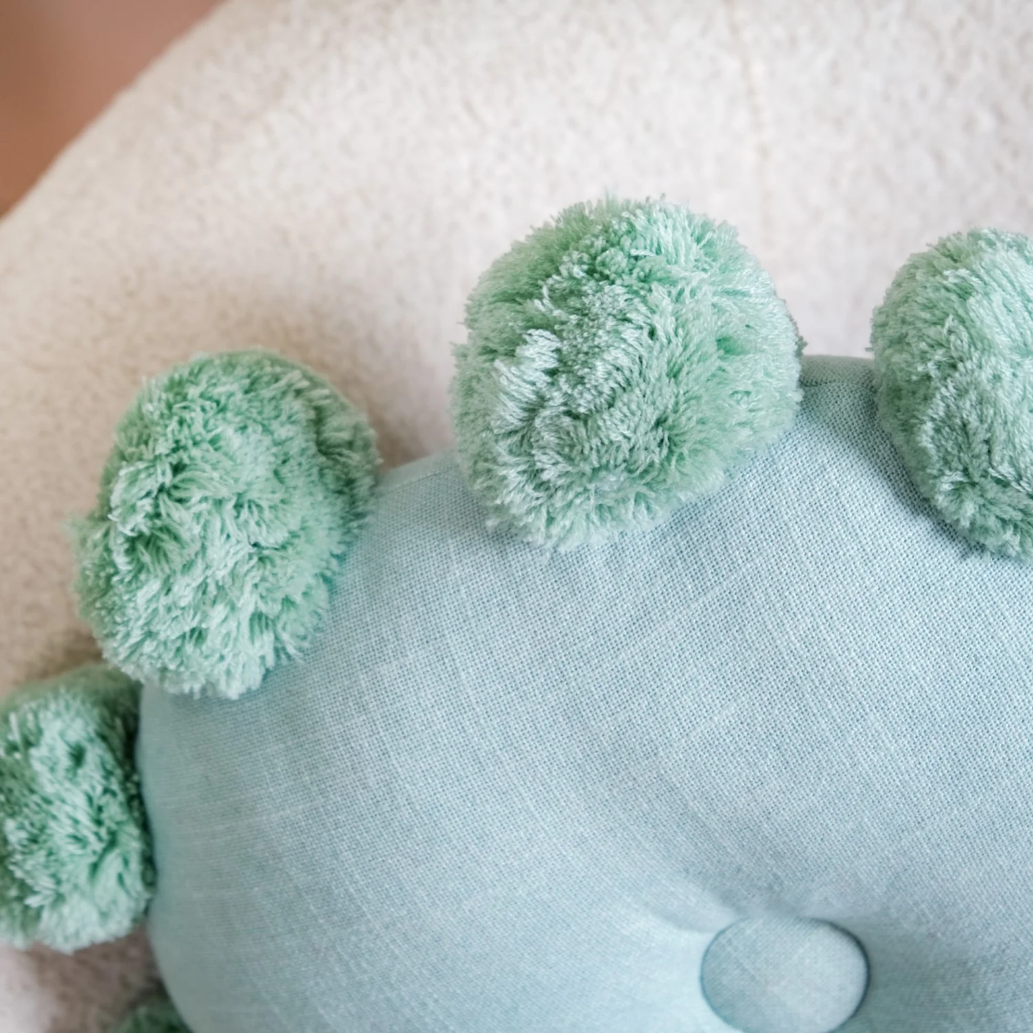 Pom Pom Round Cushion Mint Green 17 Inch - Image 3