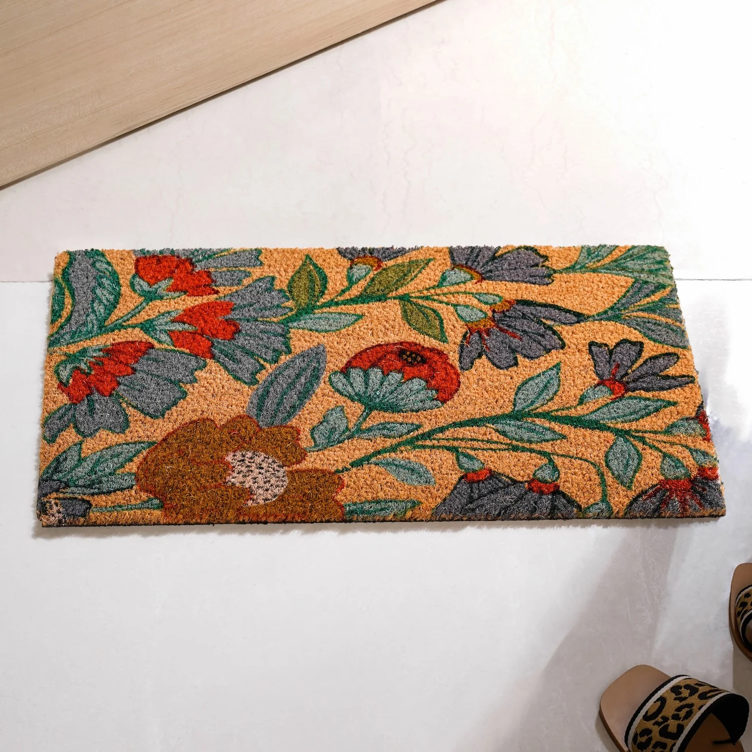Poppy Blossoms Natural Coir Floor Mat 24x16 Inch - Image 2