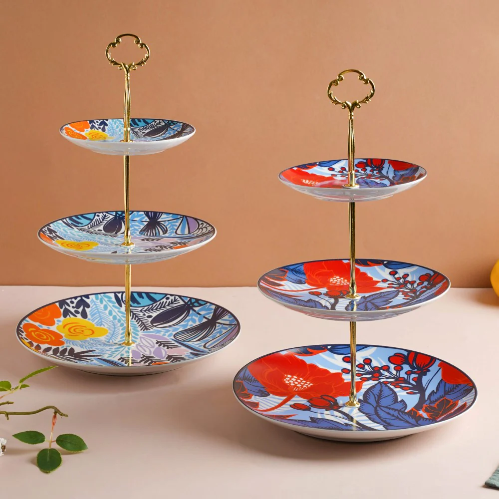 Poppy Multicolour Printed Ceramic 3-Tier Dessert Stand - Image 9