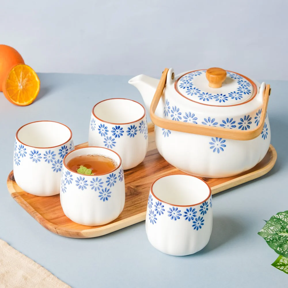 Porcelain Teapot and Cup Set - Image 3