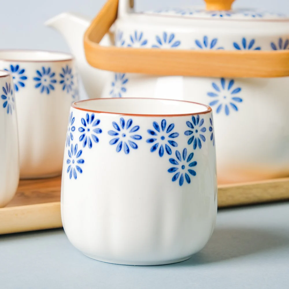 Porcelain Teapot and Cup Set - Image 5