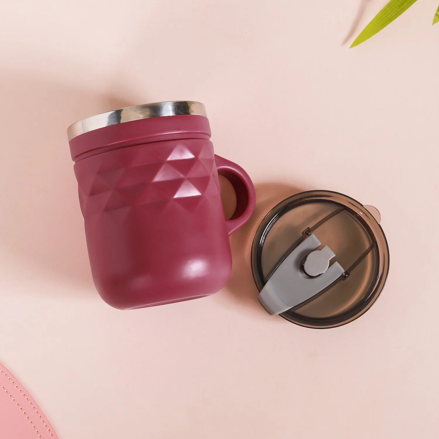 Portable Coffee Mug With Lid Set Of 2 Magenta 400ml - Image 10